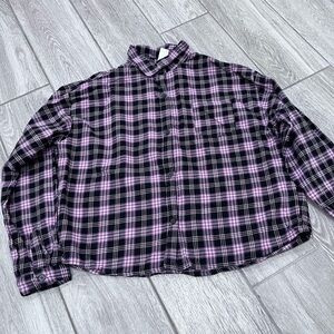 OshKosh B'gosh Black and Pink Plaid Kids Button Down Shirt